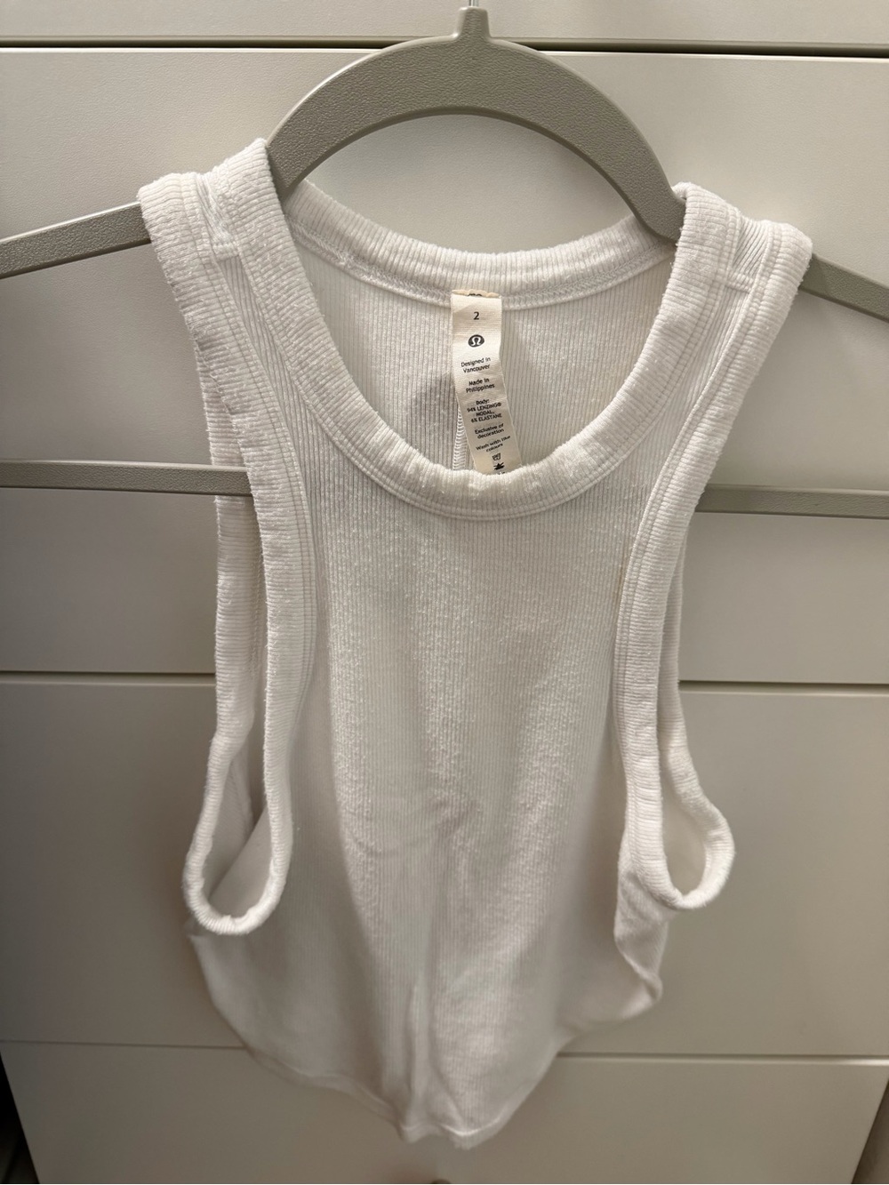 lululemon athletica White Ribbed Scoop Neck Tank